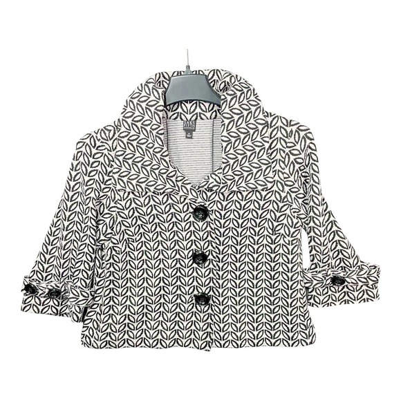 Saks Fifth Avenue Jackets & Blazers - Saks Fifth Avenue Jacket Geometric Leaf Pattern 3/4 Sleeve Pockets Women Size 6
